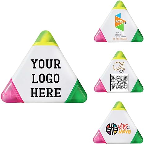 100PCS Custom Bulk Highlighters Personalized Triangle Highlighter School Supplies Promotional Items with Your Logo Text