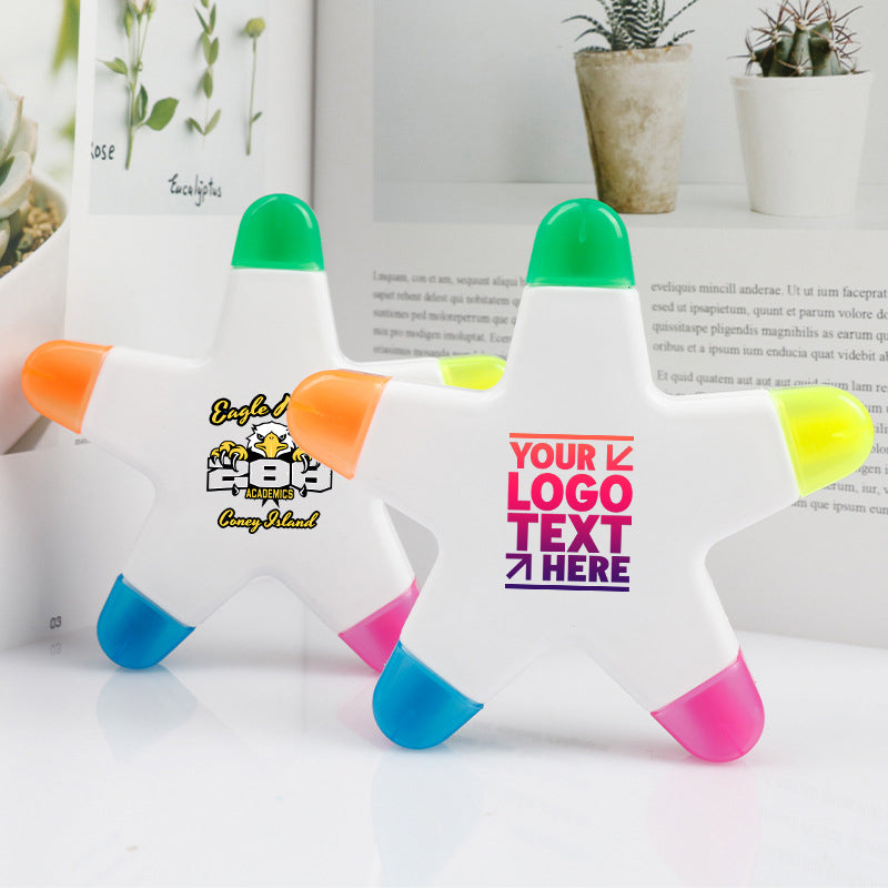 Custom Logo 5-in-1 Promotional Star Shape Highlighters Marker Pen