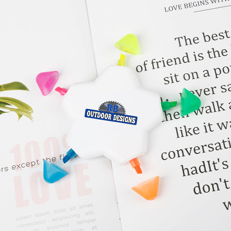 Bulk Custom 5-in-1 Promotional Imprinted Star Highlighters Pen