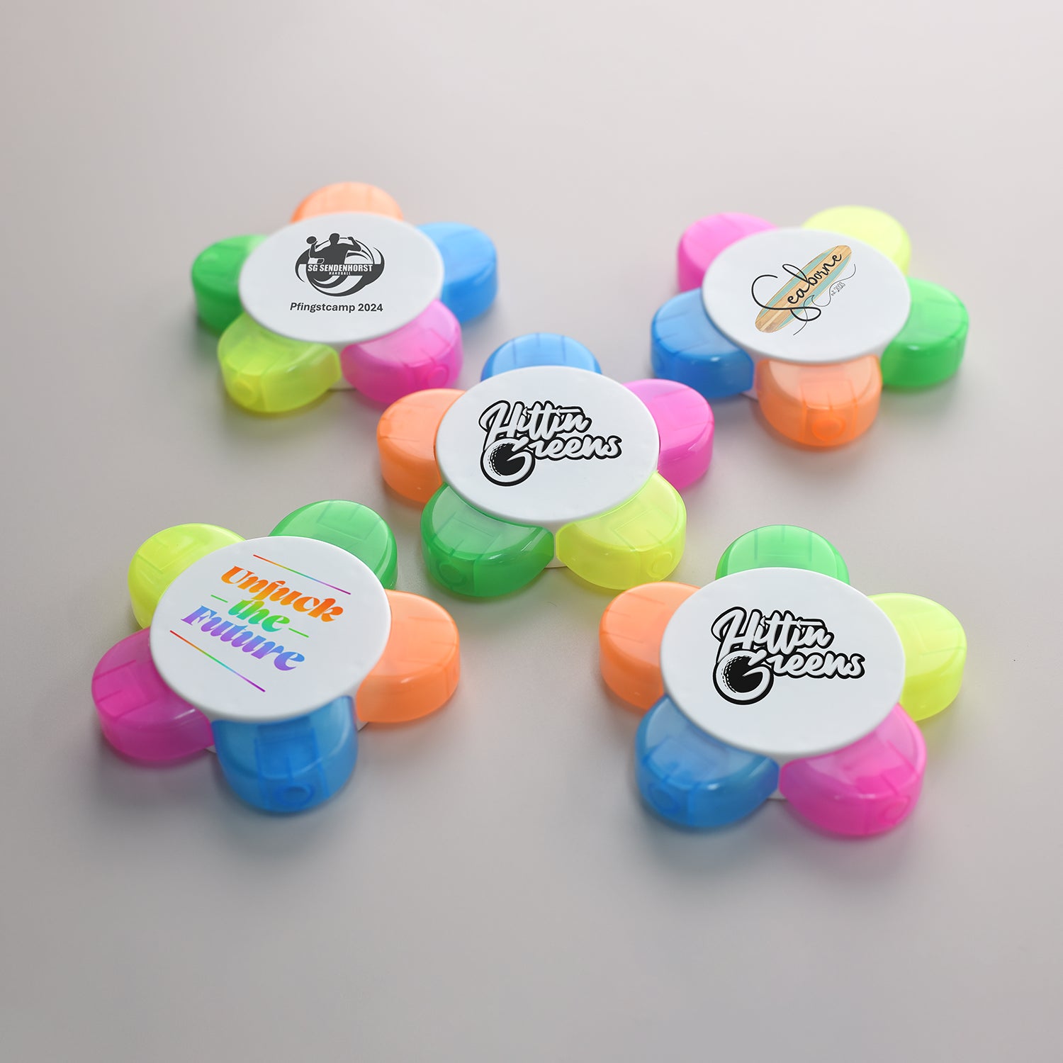 Promotional Branded Five Color Flowers Highlighter Pens For Office