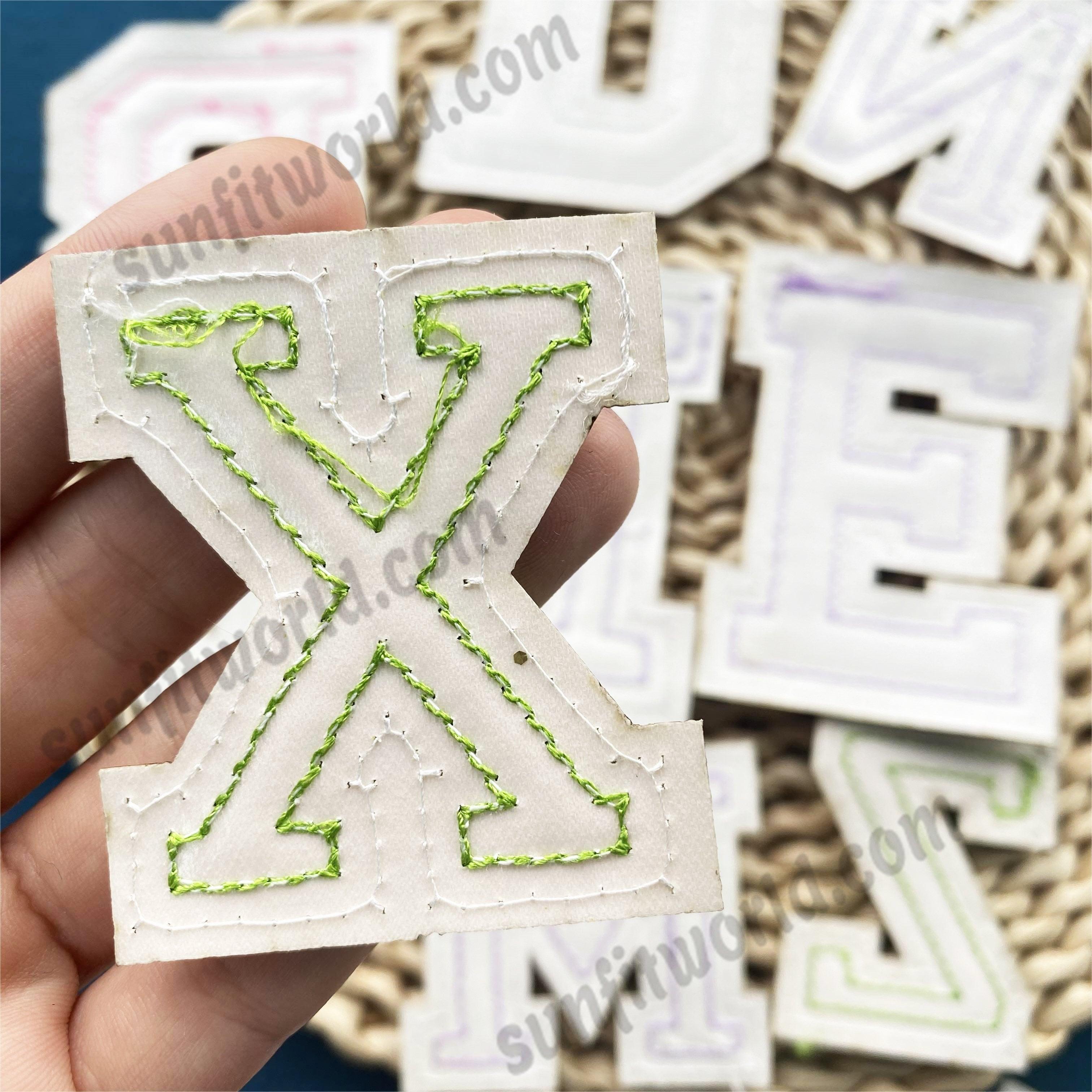 Custom A-Z Glitter Letter Heart Patch Iron On Chenille 26 English Letter Patches