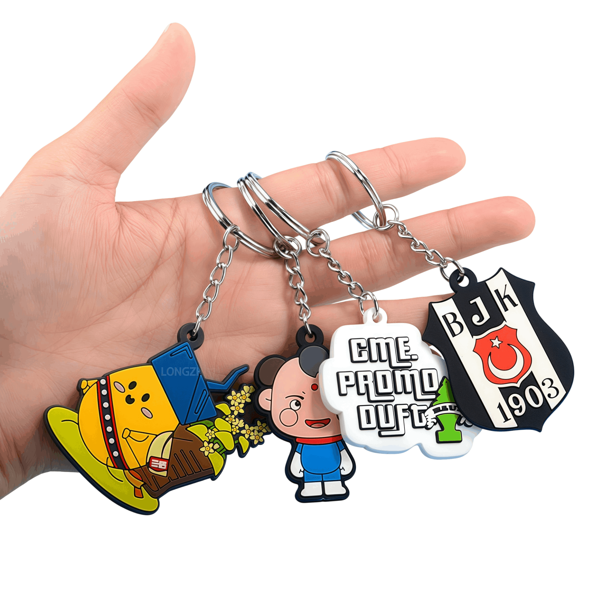 Custom 2D Die-Cut Rubber PVC Keychains Promotional Keytag