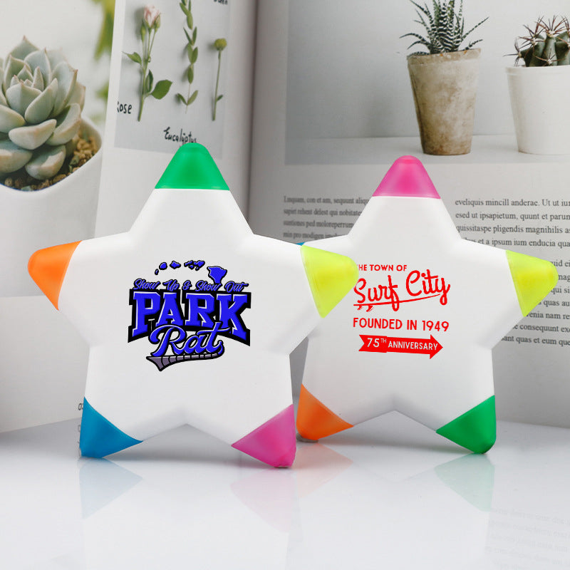 Bulk Custom 5-in-1 Promotional Imprinted Star Highlighters Pen