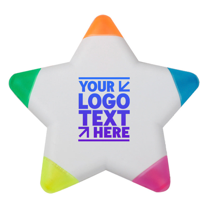 Bulk Custom 5-in-1 Promotional Imprinted Star Highlighters Pen