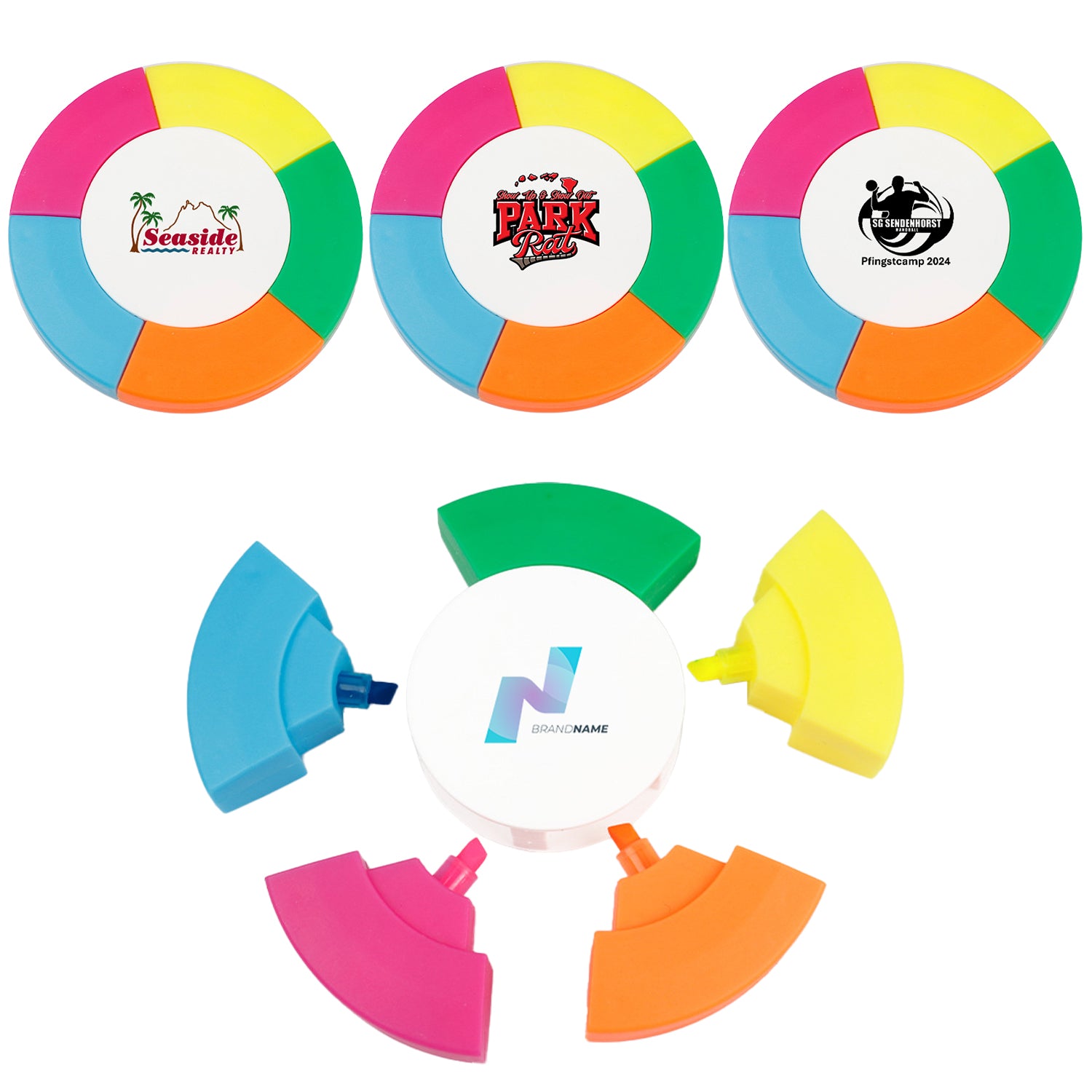 Custom Branded Promotional Round Five Color Highlighter For Office