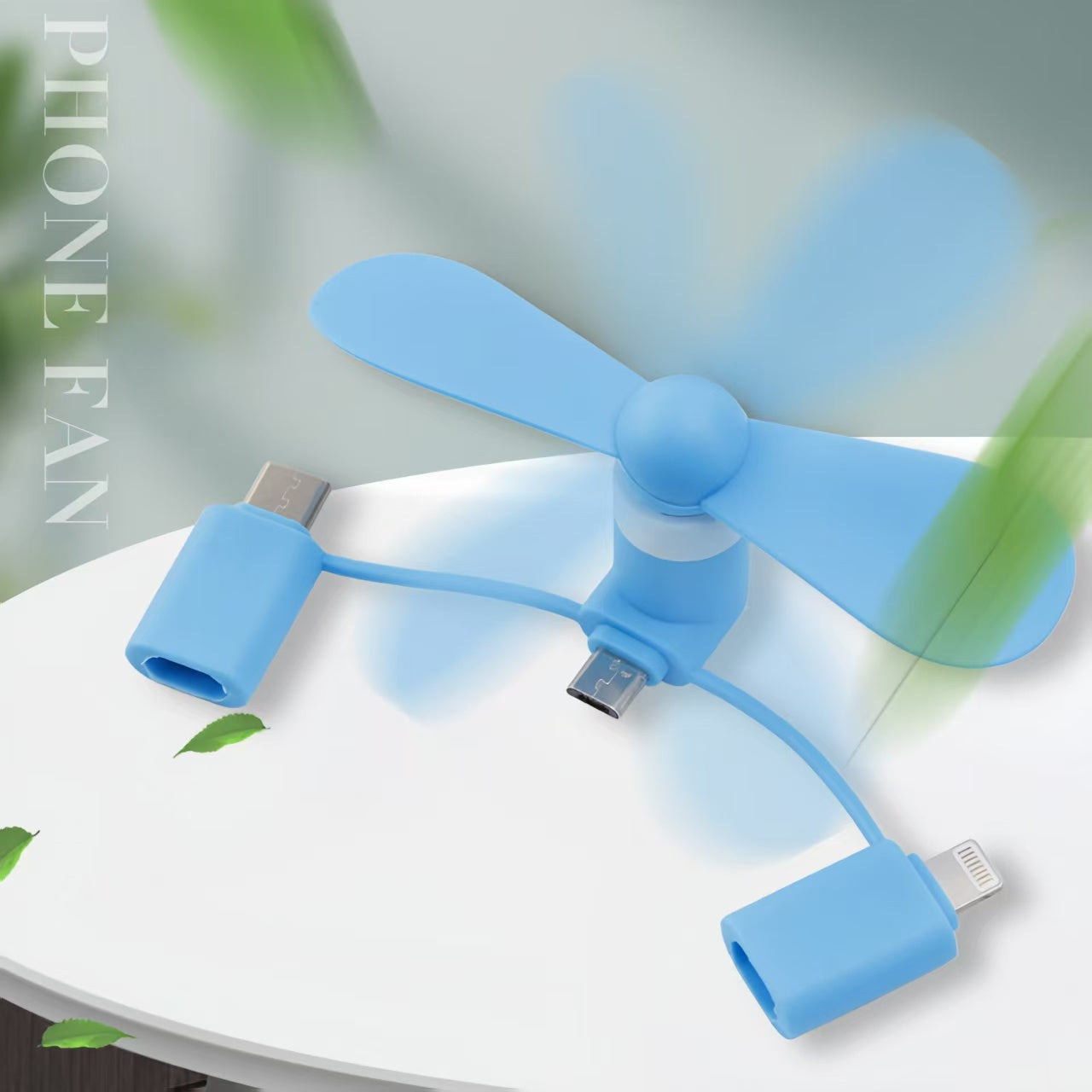 Custom 3 in 1 Handheld Fan For iPhone & Type-C & Micro USB