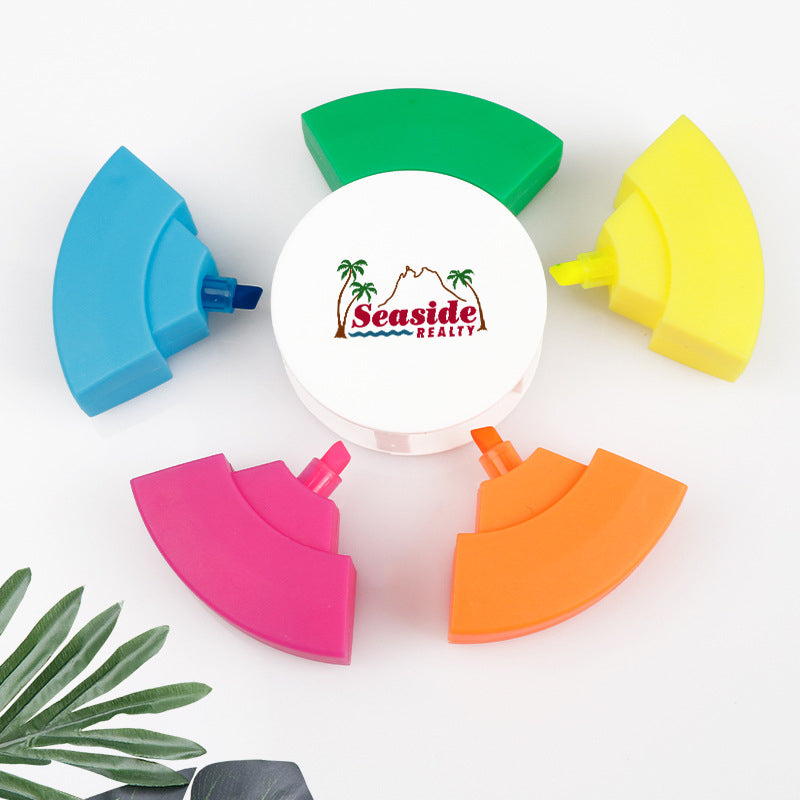 Custom Branded Promotional Round Five Color Highlighter For Office