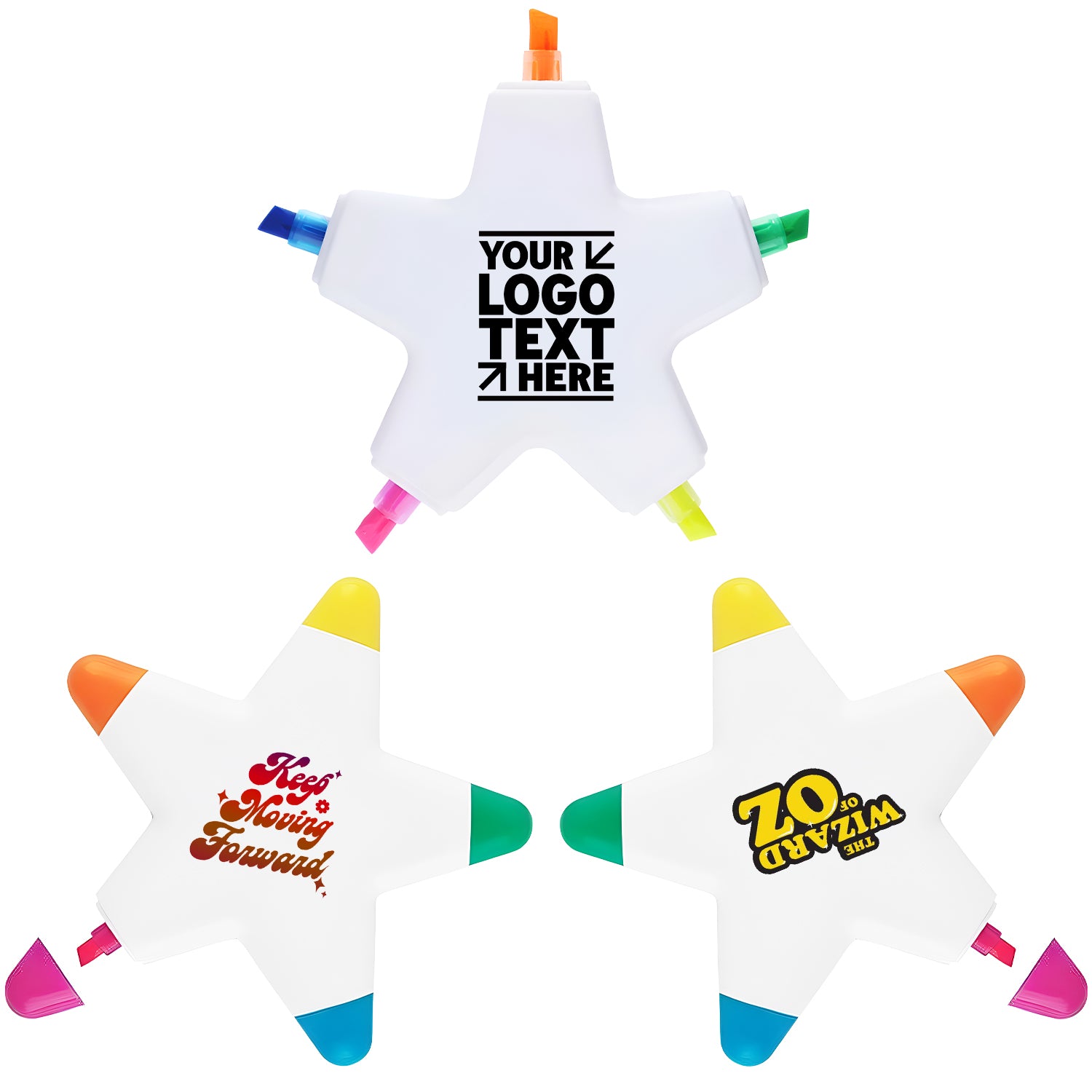 Custom Logo 5-in-1 Promotional Star Shape Highlighters Marker Pen