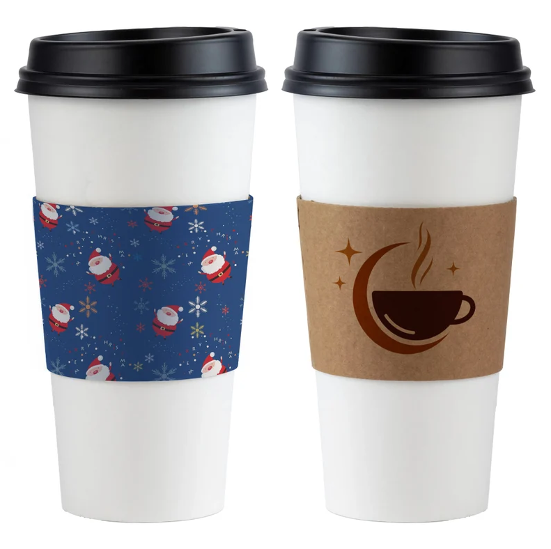 500 Custom Bulk Full Color Printed Paper Coffee Cup Sleeves Corrugated Hot Cup Sleeves