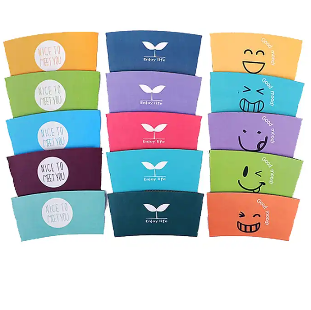 500 Custom Bulk Full Color Printed Paper Coffee Cup Sleeves Corrugated Hot Cup Sleeves