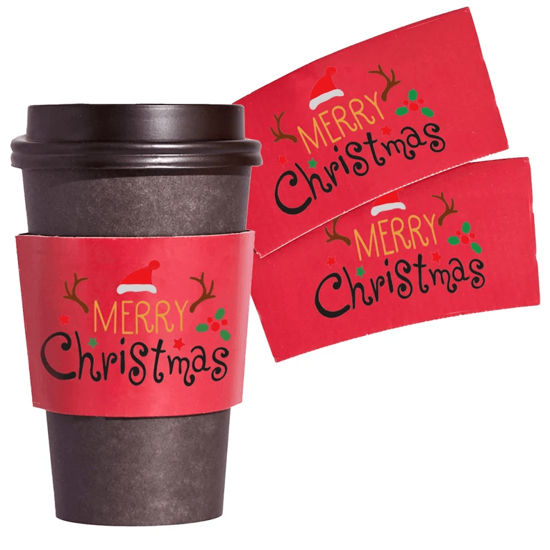 500pcs Custom Logo Printed White Paper Coffee Cup Sleeves for Hot Drinks