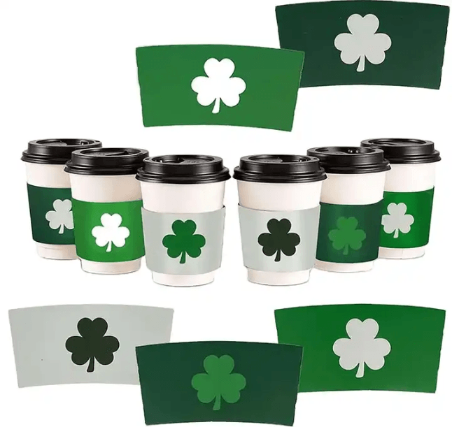 500pcs Custom Logo Printed White Paper Coffee Cup Sleeves for Hot Drinks
