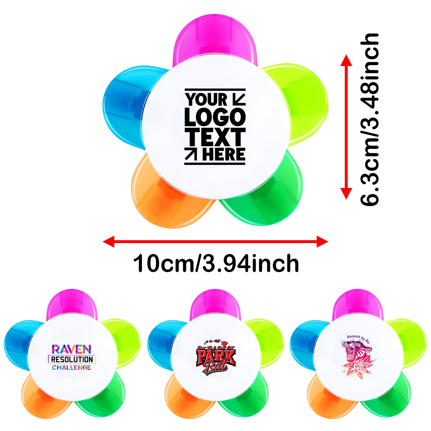 Promotional Branded Five Color Flowers Highlighter Pens For Office