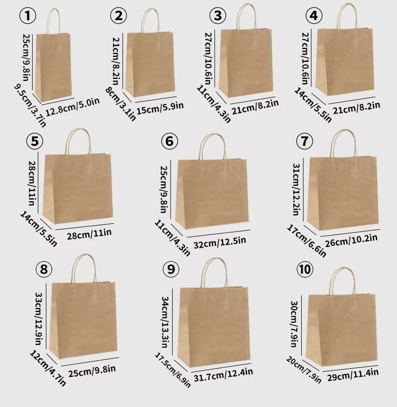 Custom Logo Kraft Paper Bags Shopping and Merchandise Bags with Handles