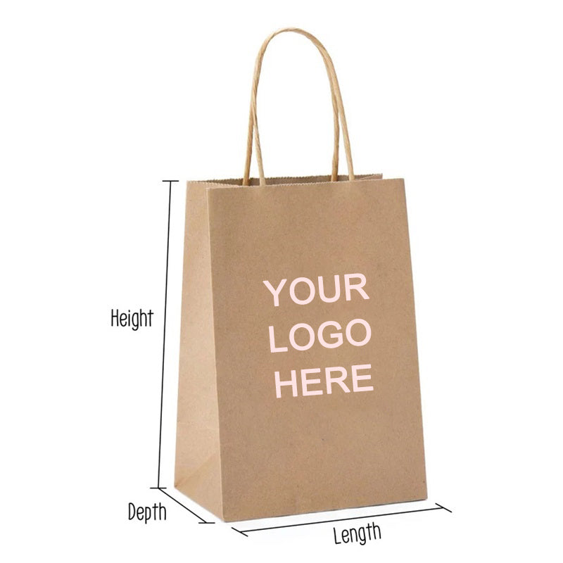 Custom Logo Kraft Paper Bags Shopping and Merchandise Bags with Handles