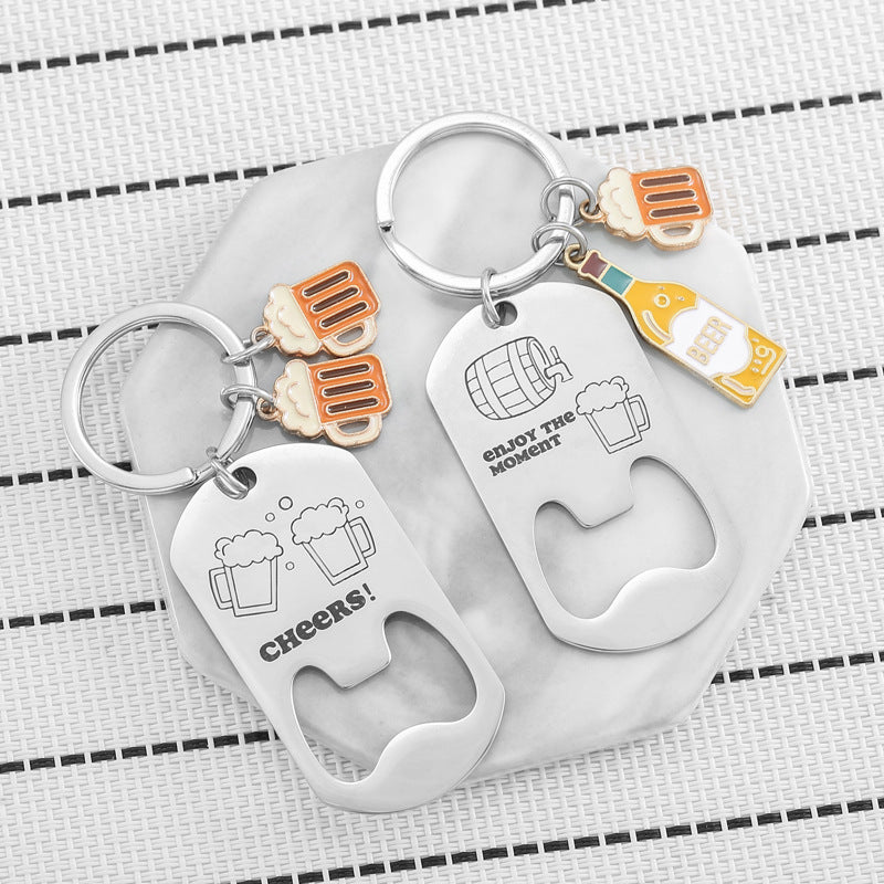 Custom Logo Beer Bottle Opener Keychain Unique Keychain Gifts with Pendants