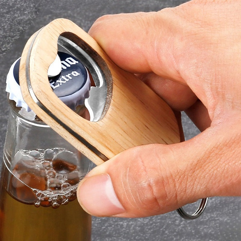 Personalized Wooden Bottle Opener Keychain with Your Logo