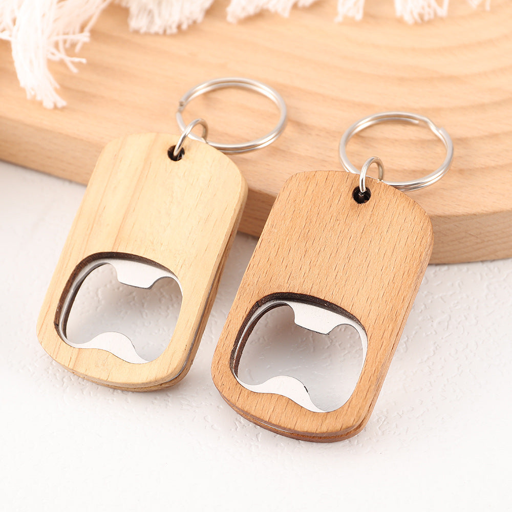 Personalized Wooden Bottle Opener Keychain with Your Logo