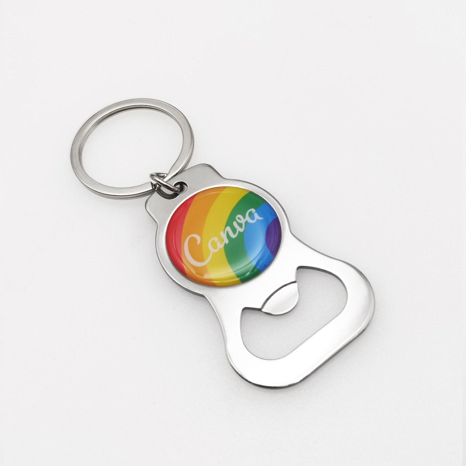 Promotional Alloy Epoxy Bottle Opener Keychain Bulk Metal Durable Beer Bottle Opener