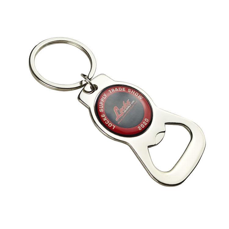 Promotional Alloy Epoxy Bottle Opener Keychain Bulk Metal Durable Beer Bottle Opener