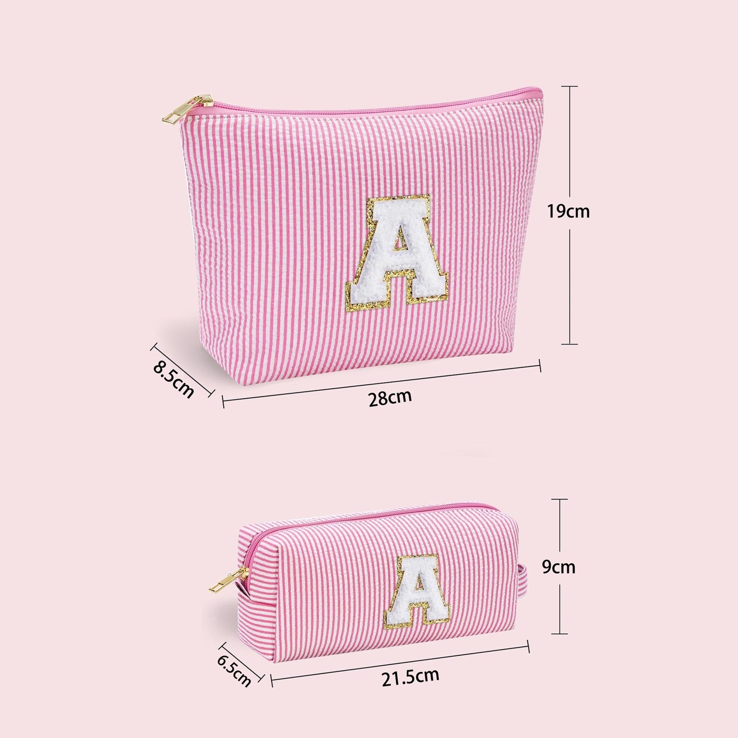 Personalized Chenille Letter Cosmetic Travel Toiletry Bag Set