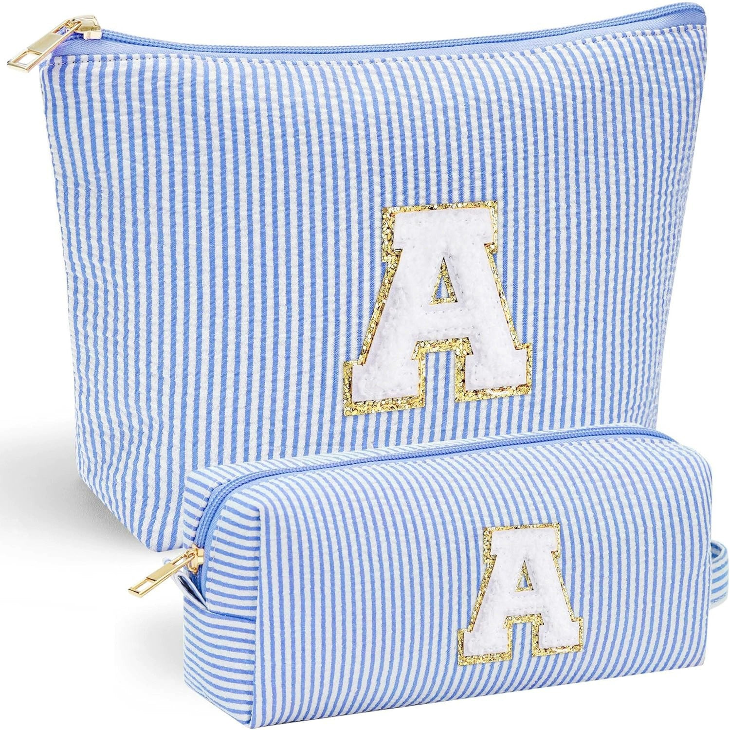Personalized Chenille Letter Cosmetic Travel Toiletry Bag Set