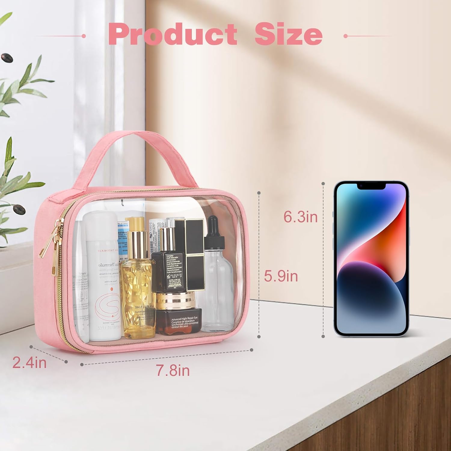 Custom Clear Makeup & Travel Organizer with Handles – TSA Approved Toiletry Bag