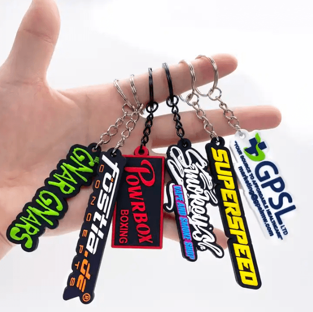Wholesale 3d Soft Pvc Silicone Die Cut Keyring Rubber Custom Logo Keychain
