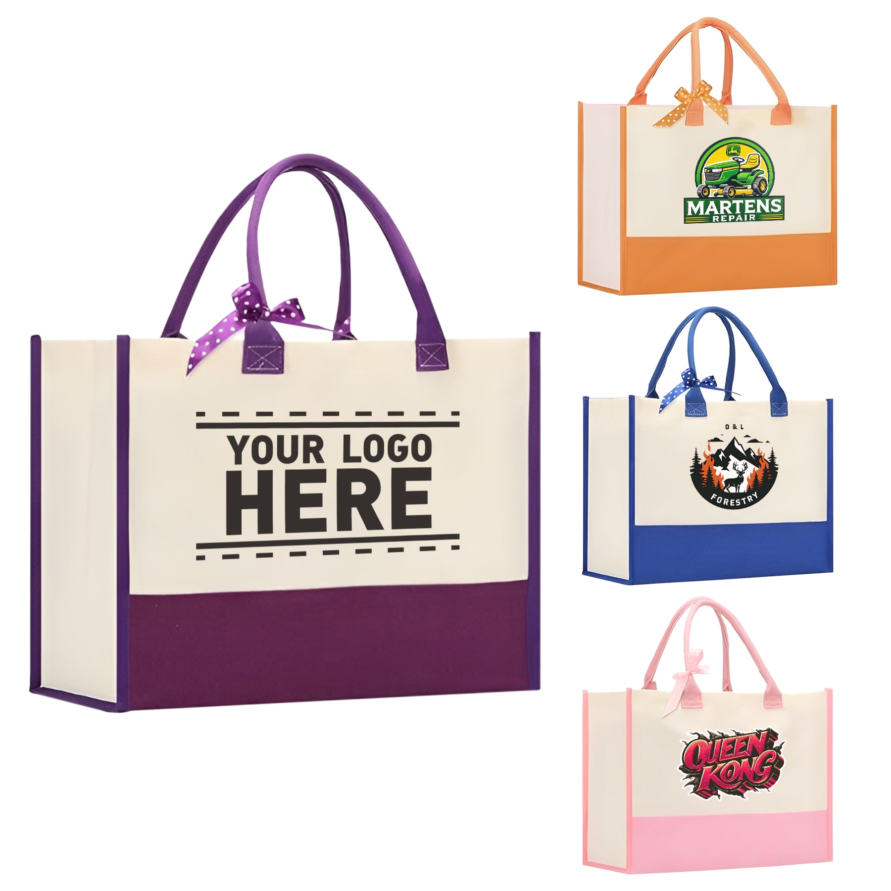 Multi-Color Custom Canvas Tote Bag – Personalized Logo Print, Eco-Friendly Cotton Carry Bag