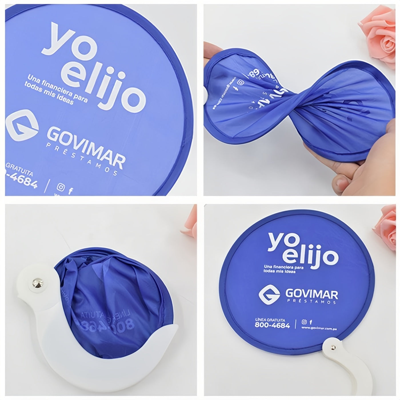 Custom Twist Fold Hand Fans | Collapsible Nylon Promotional Fans with Handle