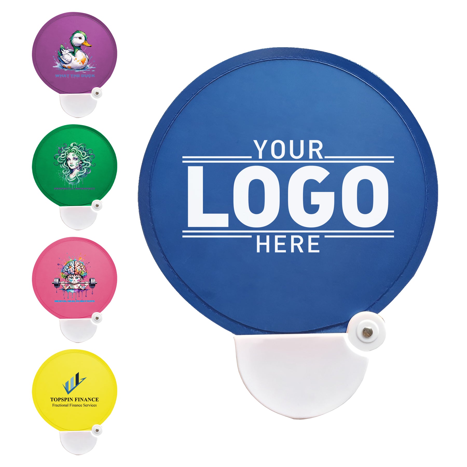 Custom Collapsible Hand Fans | Bulk Twist Fold Nylon Promotional Fans with Handle