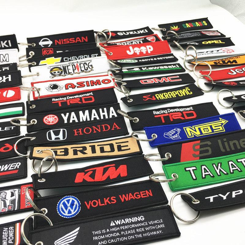 Custom Woven Embroidered Keychain Key Tags Logo Personalized Gift