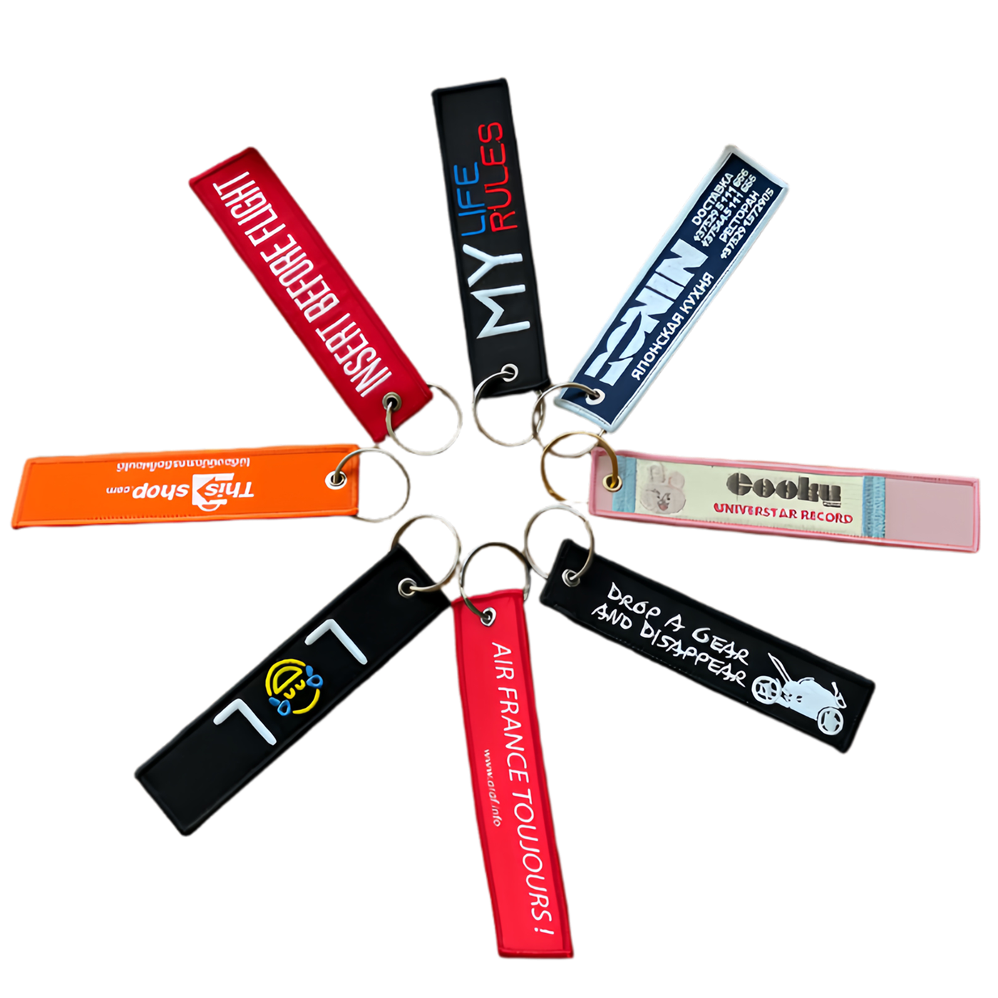 Custom Woven Embroidered Keychain Key Tags Logo Personalized Gift