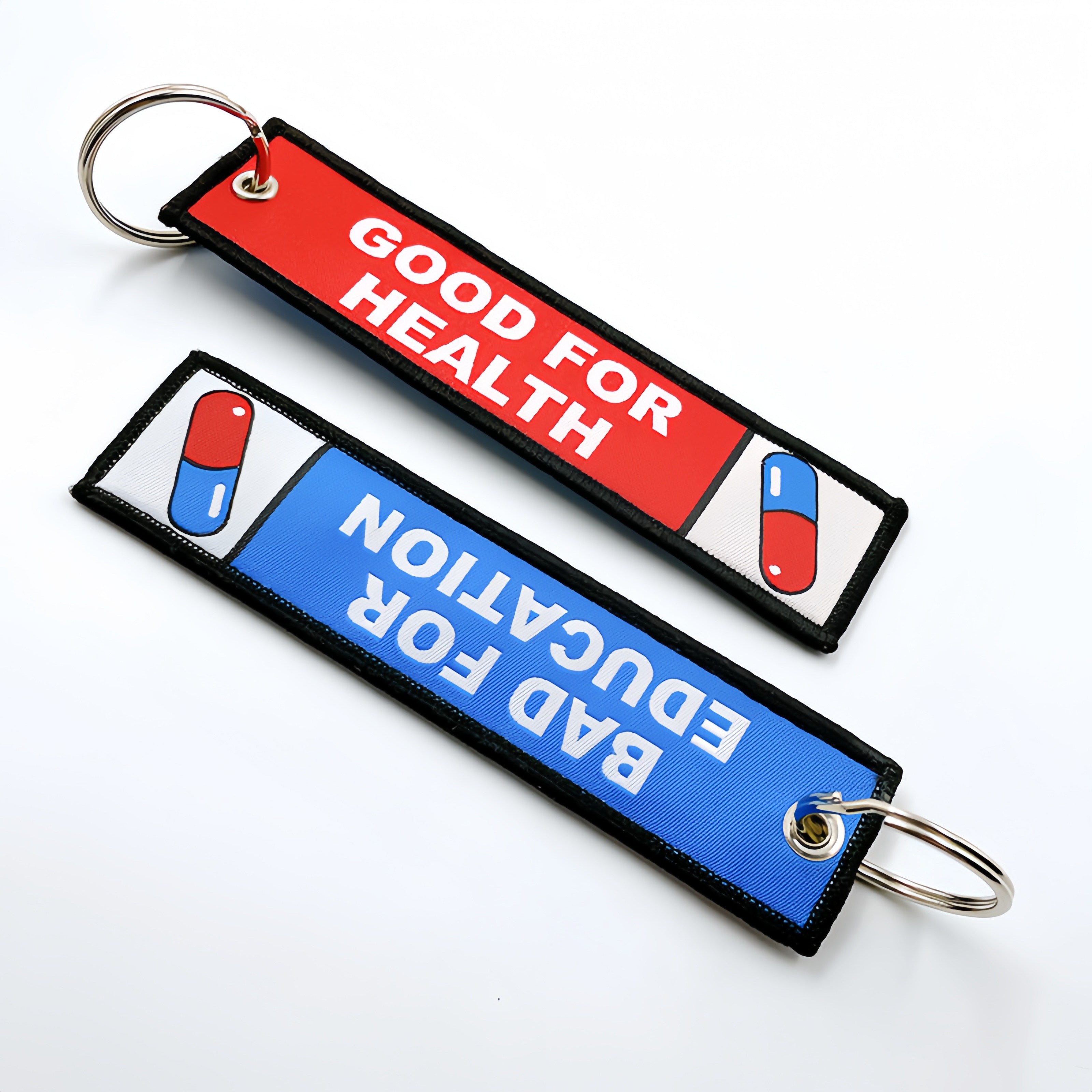 Custom Woven Embroidered Keychain Key Tags Logo Personalized Gift