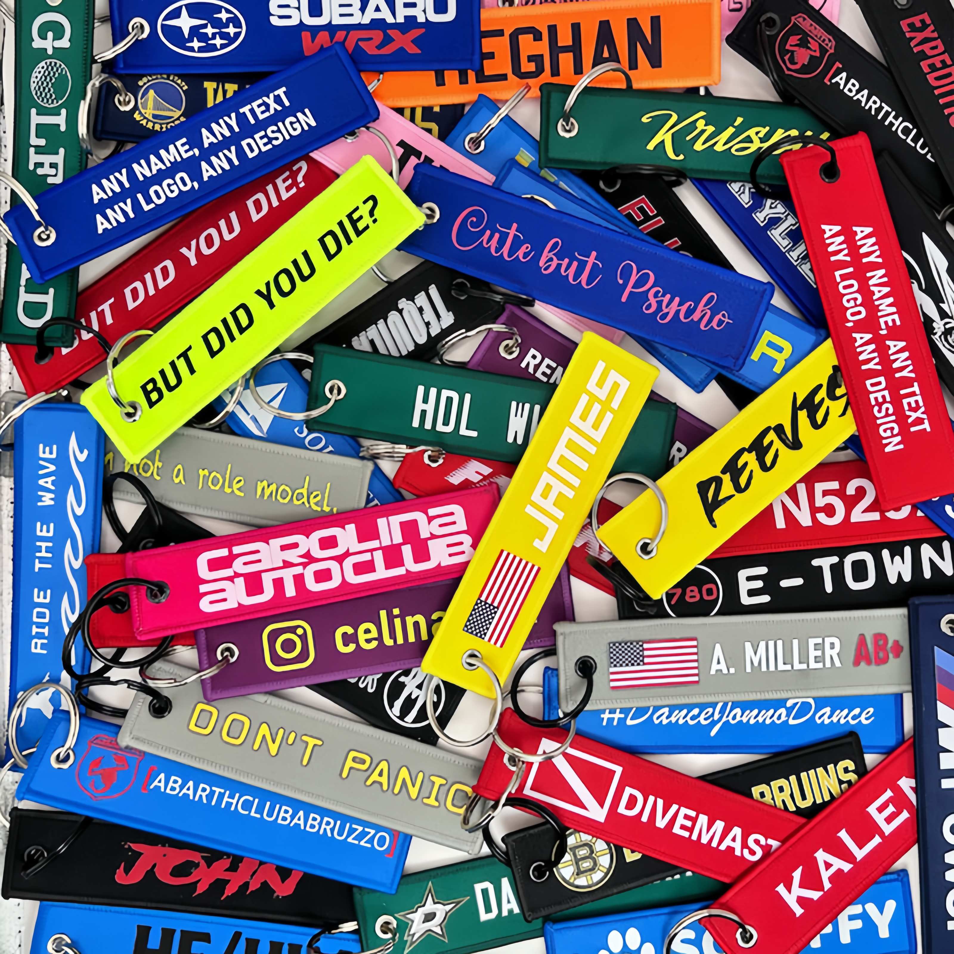 Custom Woven Embroidered Keychain Key Tags Logo Personalized Gift