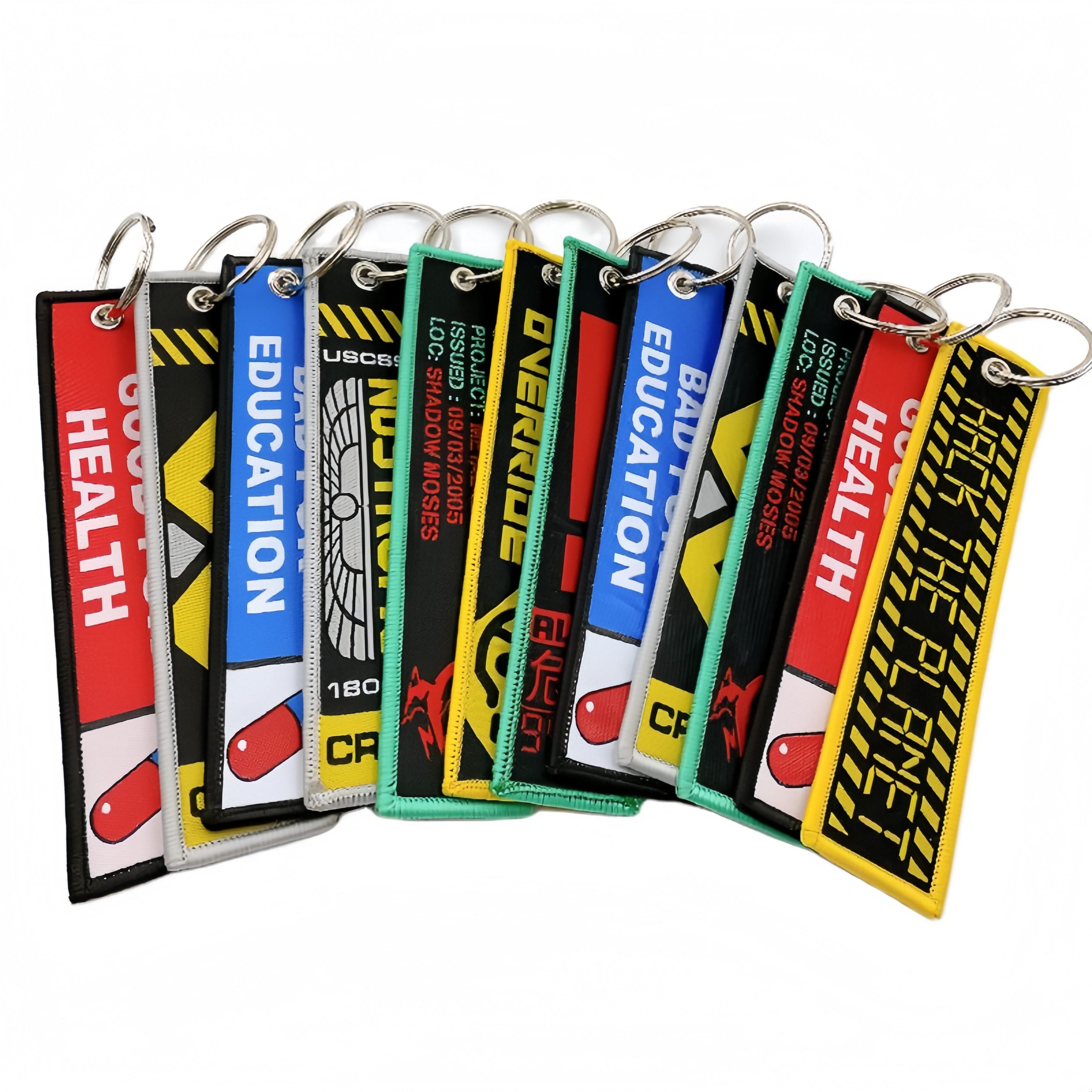 Custom Woven Embroidered Keychain Key Tags Logo Personalized Gift