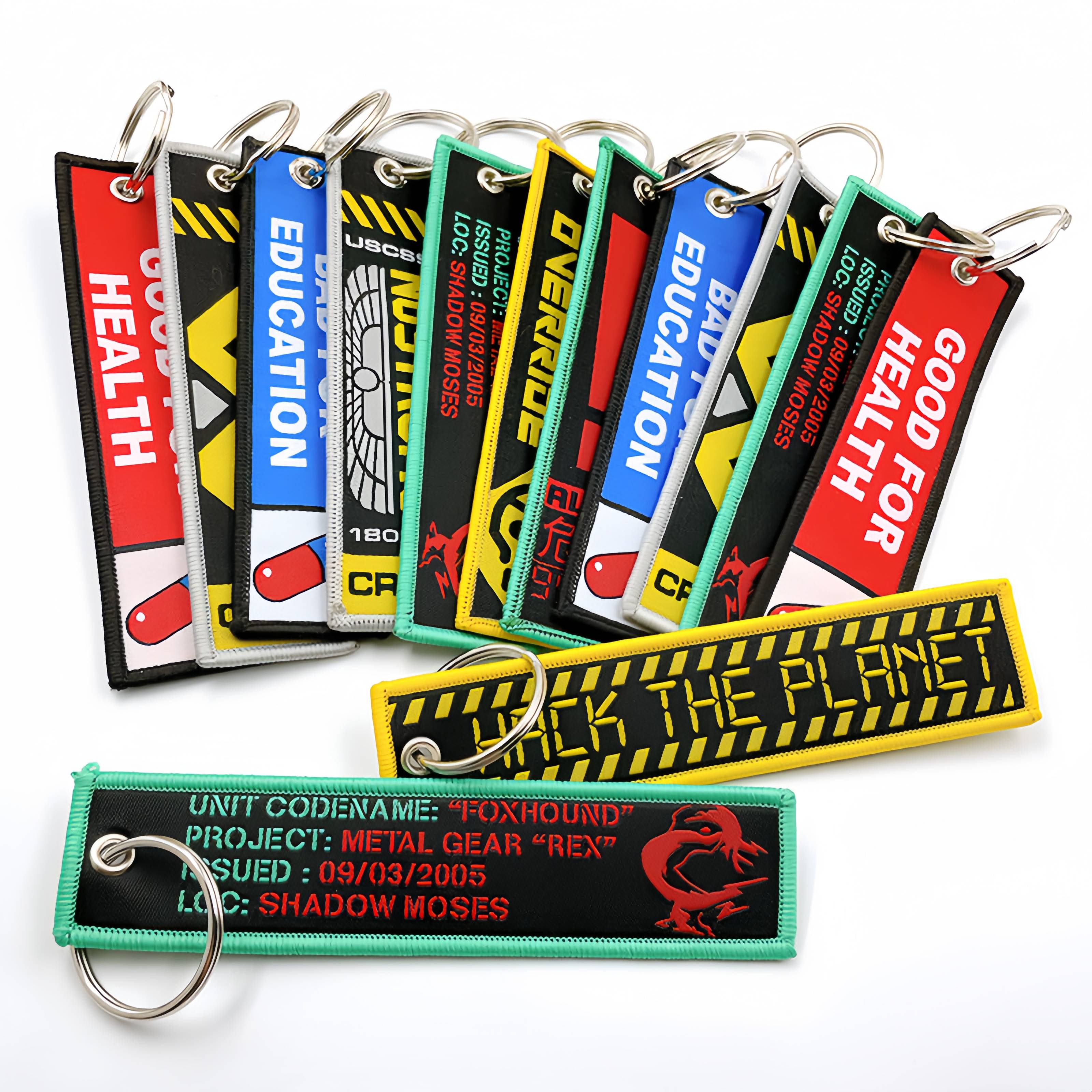 Custom Woven Embroidered Keychain Key Tags Logo Personalized Gift