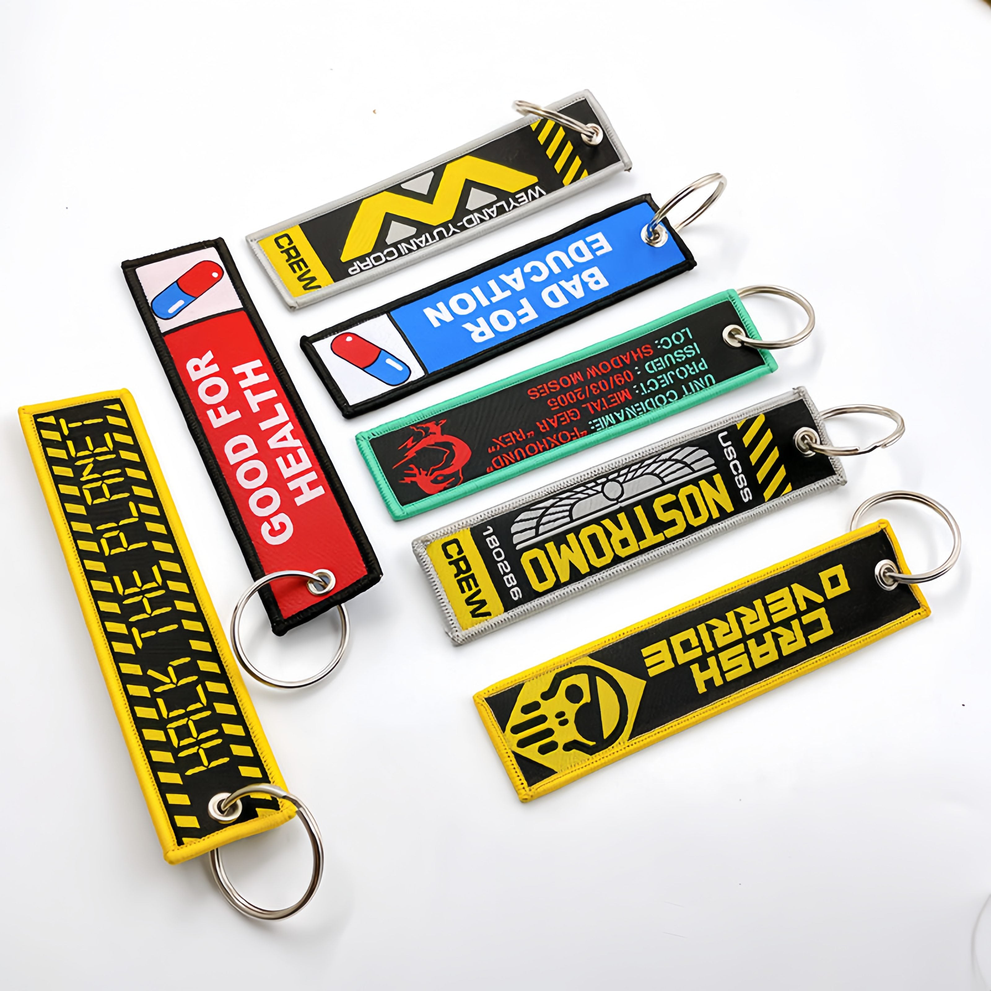 Custom Woven Embroidered Keychain Key Tags Logo Personalized Gift