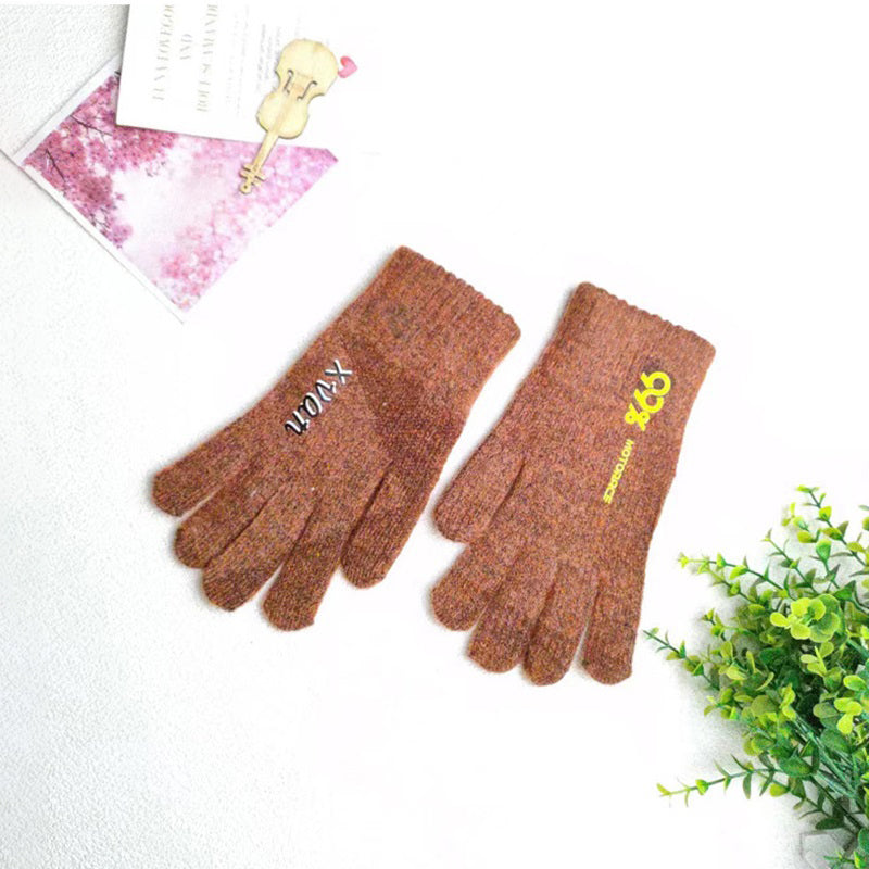 Winter Thicken Leak Fingers Gloves Custom Logo Knitted Warm Touch Screen Gloves For Playing Phone