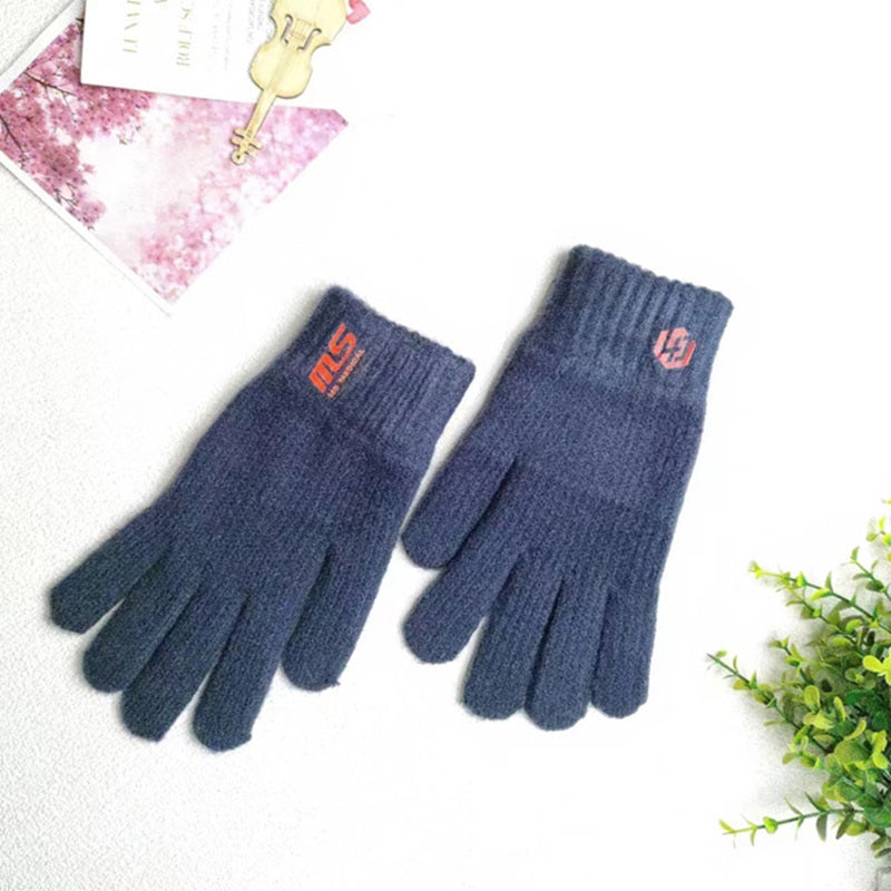 Winter Thicken Leak Fingers Gloves Custom Logo Knitted Warm Touch Screen Gloves For Playing Phone