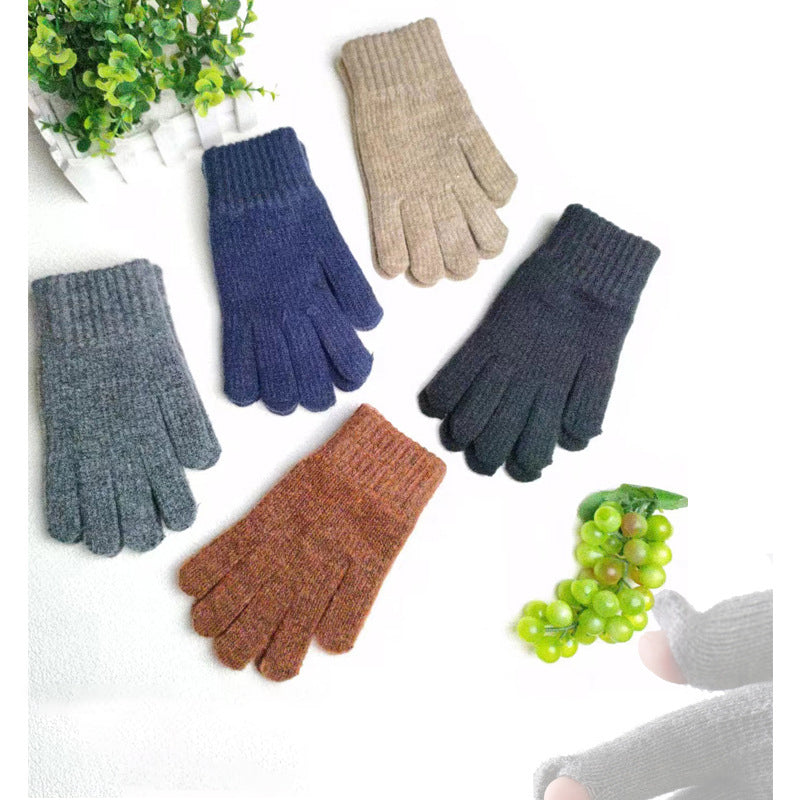 Winter Thicken Leak Fingers Gloves Custom Logo Knitted Warm Touch Screen Gloves For Playing Phone