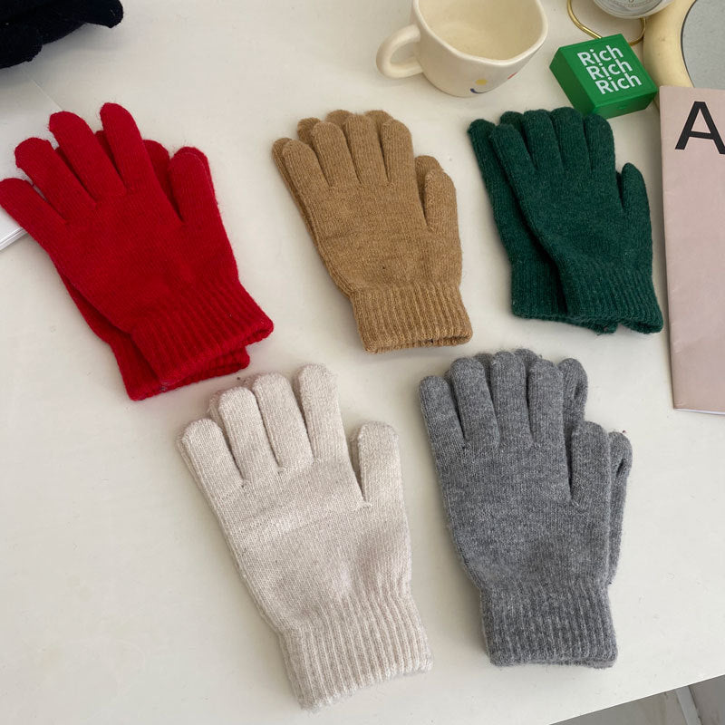 Winter Thicken Leak Fingers Gloves Custom Logo Knitted Warm Touch Screen Gloves For Playing Phone