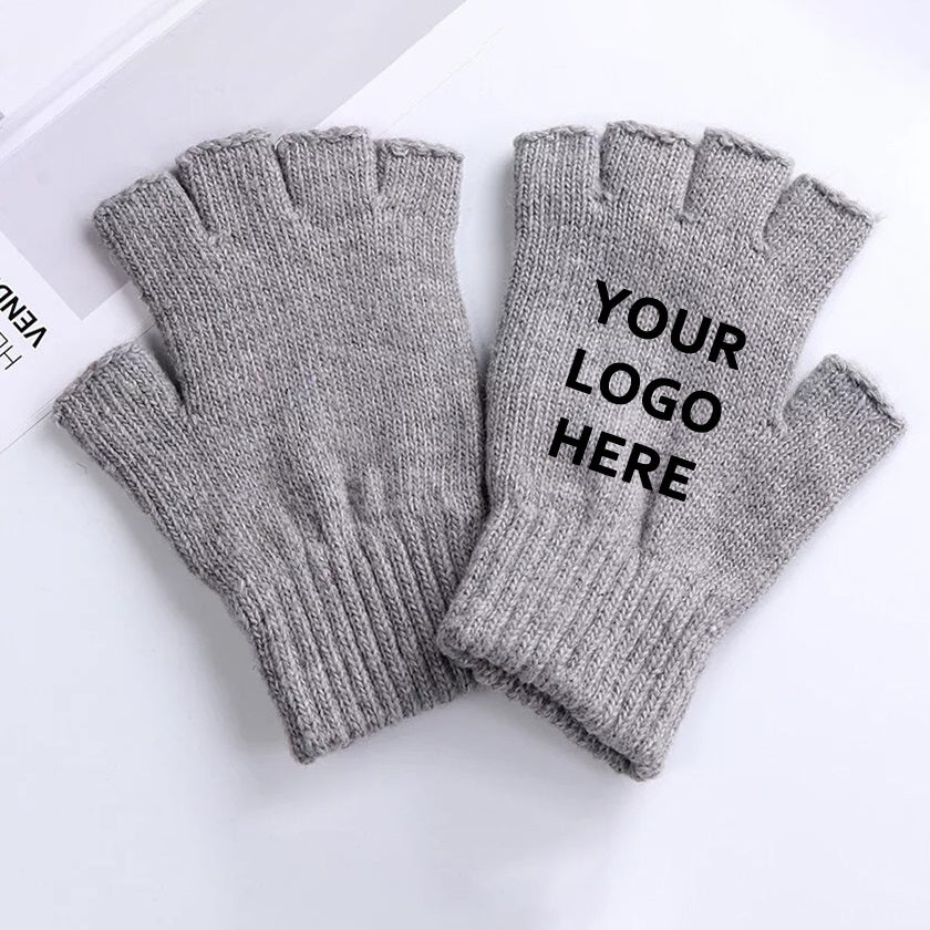 Custom Logo Promotional Winter Gloves Warm Soft Hand Half Finger Short Gloves