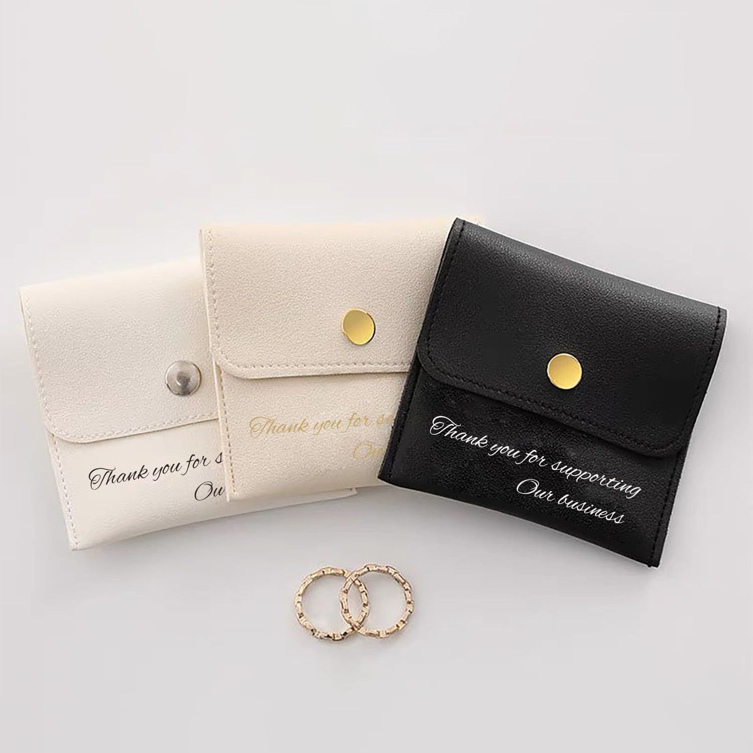 Custom PU Leather Jewelry Pouches with Button Closure