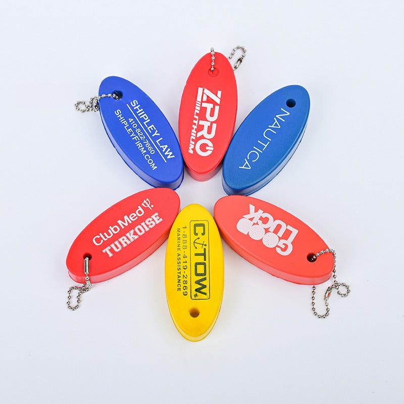 Personalized Printed Oval PU Foam Float Rite Boat Key Chain For Promo