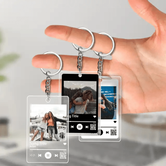 Custom Music Acrylic Photo Keychain | KeyTags Wedding Gift Idea