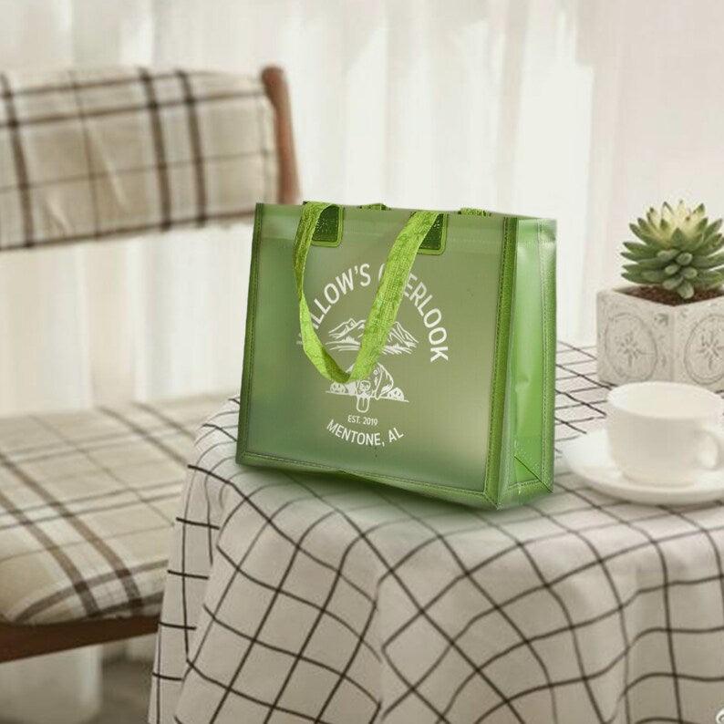 100pcs Personalized Transparent Frosted Tote Bag Custom Logo Gift Tote Bag Plastic Beach Tote Bag