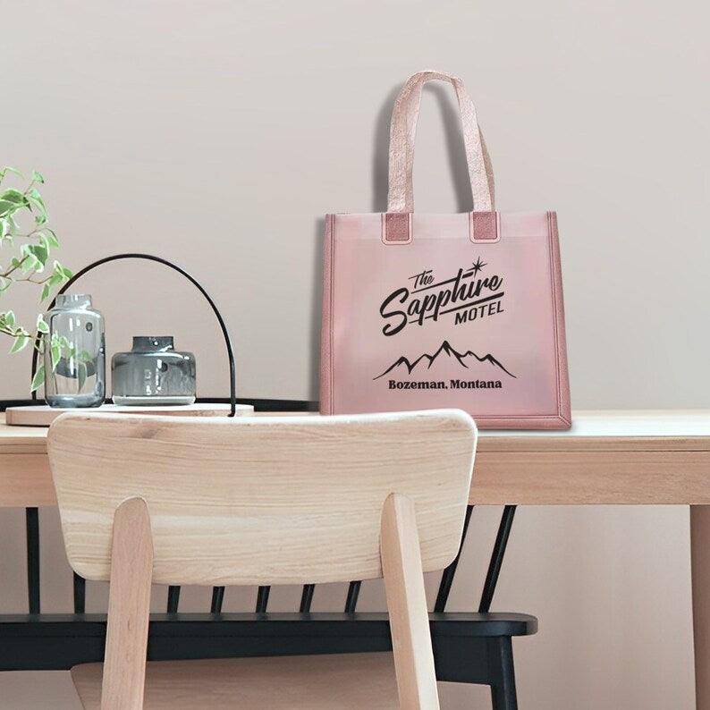 100pcs Personalized Transparent Frosted Tote Bag Custom Logo Gift Tote Bag Plastic Beach Tote Bag