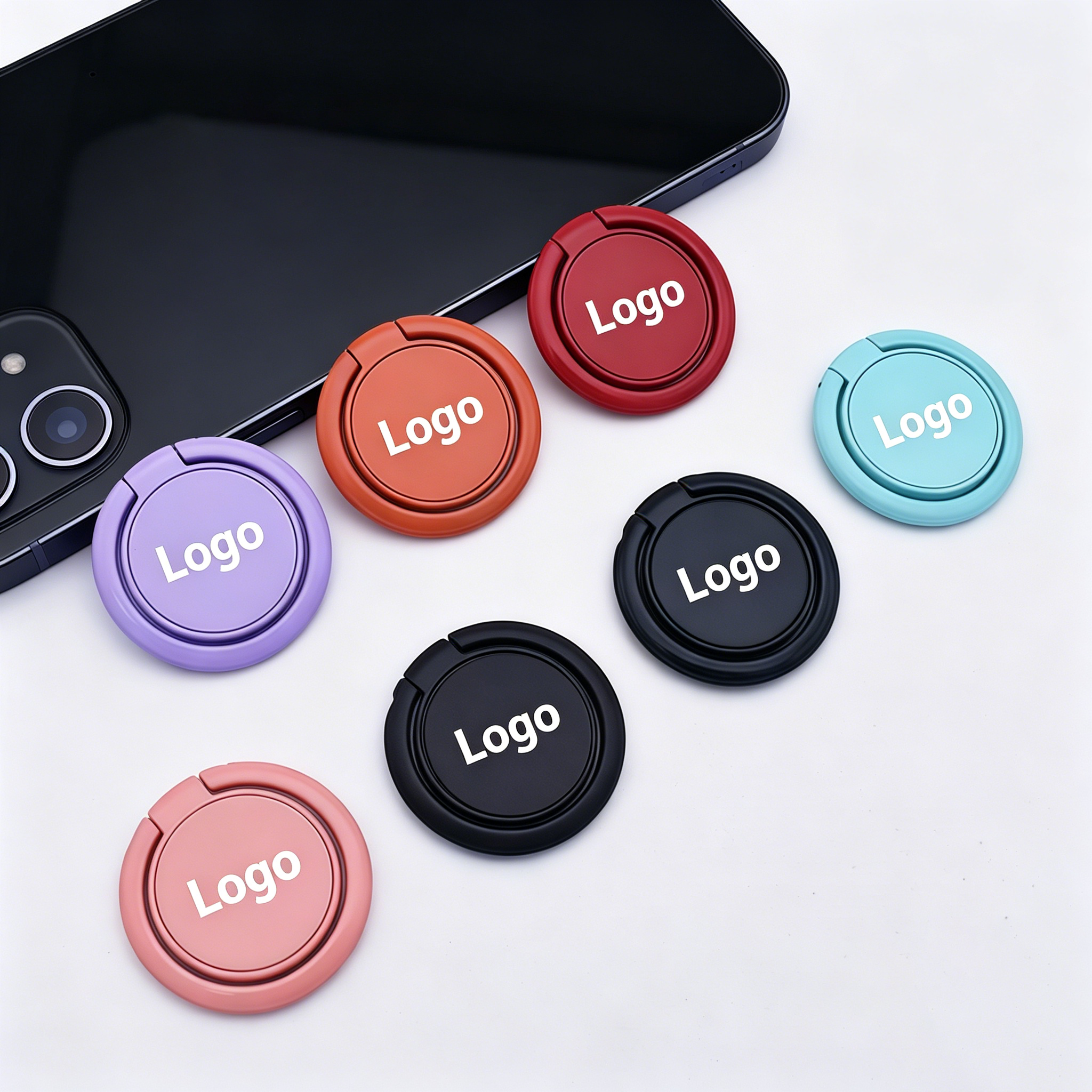 200 Custom Ultra Thin Cell Phone Ring Stand | Metal Smartphone Ring Holder with Logo