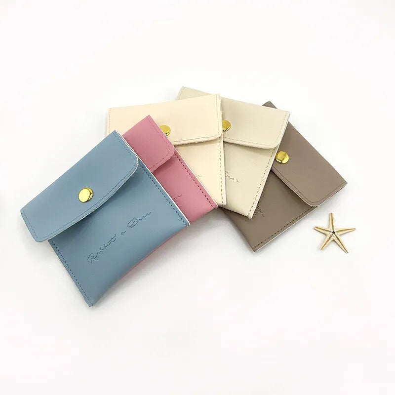 Custom PU Leather Jewelry Pouches with Button Closure